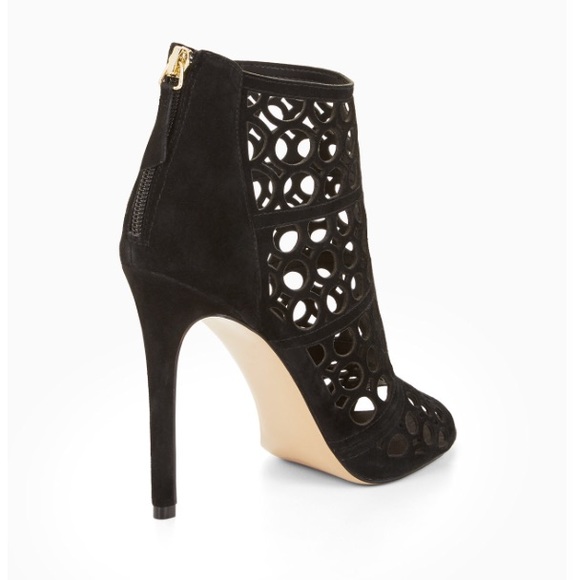 NWOB {BCBGMaxAzria} “Abay” Suede Cage Peep Toe Booties - Picture 2 of 8